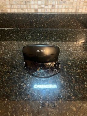 Alfani Black Shield-Style Sunglass Goggles with Branded Hard Case